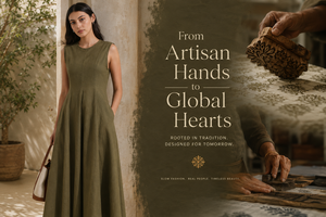 Robe midi sans manches vert olive |   Robe décontractée à col rond en mélange de coton, coupe évasée, avec poches latérales - Product Image 4