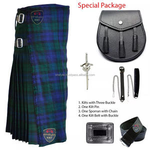 Ensemble 5 pièces de kilt écossais Onstyle pour homme (Laine acrylique) avec tartan, boucle de ceinture, épingle à kilt, sporran et Black Watch 5 Yard (Offre Spéciale) - Product Image 2