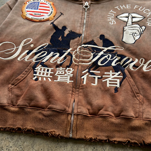 Felpe con Cappuccio Personalizzate da Uomo con Grafica di Stelle e Lettere, Stile Y2K, con Zip, Maniche Lunghe, Effetto Vintage Acid Wash, 100% Cotone, Autunno - Product Image 2