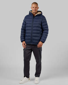 Veste matelassée à capuche pour homme, col montant, doublure en sherpa, imperméable, rembourrage en coton 300g, manteau d'hiver décontracté, coupe régulière, fermeture éclair - Product Image 1