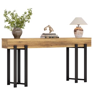 LINEA Black Metal <b>Console</b> <b>table</b> with wooden Top luxury metal <b>console</b> <b>table</b> for living room - Product Image 3