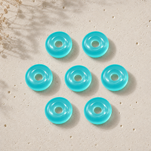 Pendentif Donut Lisse en Calcédoine Aqua Facettée 15mm pour la Fabrication de Bijoux, Guérison par les Cristaux, Énergie Reiki, Breloque de Collier - Product Image 2