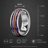 Bague de mariage pour homme en tungstène argenté de 8 mm avec incrustation de corde de guitare et pierre concassée bleue et violette, ajustement confortable, vente en gros