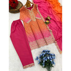 Conjunto de traje de fiesta para mujer con bordado de secuencia de trabajo - Product Image 2