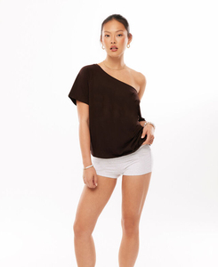 เสื้อยืดแฟชั่นผู้หญิงผ้าฝ้ายแท้ 100% แบบเซ็กซี่รัดรูปสีขาว แขนสั้น - Product Image 6