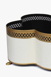 Maceta de metal de hierro de primera calidad con diseño tallado único y acabado de latón pulido mejor para la exhibición del hogar o del vestíbulo - Product Image 2