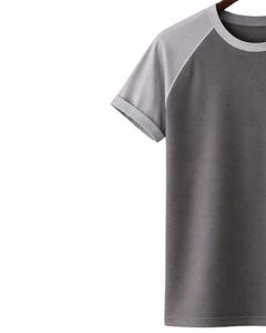 Camiseta de Hombre Raglan de Algodón con Cuello Redondo y Manga Corta, Gris Oscuro y Claro, Bicolor, Casual, de Verano, Lisa, Teñida, de Punto, con Logotipo Personalizado - Product Image 3