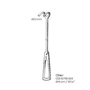 Écarteur chirurgical Ollier 40 mm 24 cm, manuel, en acier inoxydable, instrument chirurgical orthopédique, classe I, usage hospitalier - Product Image 1