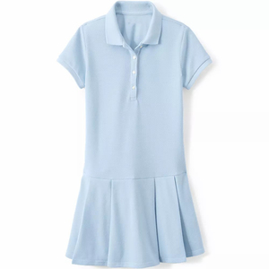 Uniforme escolar personalizado para niña de primaria, polo de algodón, vestido uniforme color azul bebé - Product Image 2