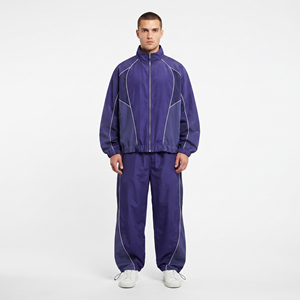 <b>Men's</b> Windbreaker Baggy <b>Tracksuit</b> Full Zipper Drop Shoulder 100% Nylon Polyester Two Piece Sportswear Windbreaker <b>Tracksuit</b> <b>Men</b> - Product Image 1