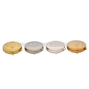 Píxide de Latón Grabado con IHS |   Contenedor para Hostias Eucarísticas Católicas – DOUBLE VEE EXPORTS - Product Image 2