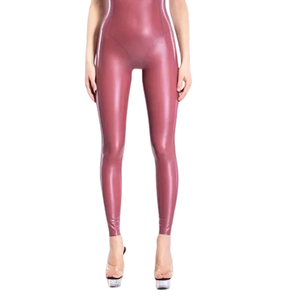 Women's Purple PU Coated Sleeveless Turtleneck <b>Jumpsuit</b> High Waist Full Length Sexy Clubwear Stretch Skin Tight Bodycon Suit - Product Image 2