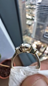 Anillo de Compromiso con Diamante Cultivado en Laboratorio de Corte Ovalado de 3CT, Oro Sólido de 14K, Corte Media Luna, Engaste de Media Bisel, Anillo de Regalo para Boda y Aniversario - Product Image 2
