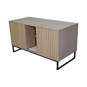 บ้านแมวไม้สไตล์โมเดิร์น ขนาด 47.64 นิ้ว x 21.46 นิ้ว x 25.98 นิ้ว พร้อมแผ่นข่วนเล็บ น้ำหนัก 76.4 ปอนด์ เฟอร์นิเจอร์สำหรับสัตว์เลี้ยง - Product Image 5