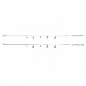 925 Sterling Silver Flower Charm <b>Anklet</b> with Cubic Zirconia Dangle Accents for Women Minimalist Daily Wear Gift Jewelry - Product Image 5