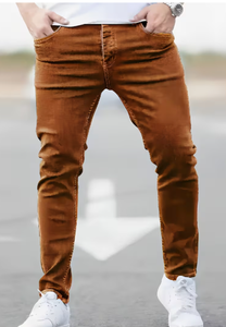 Jeans TRIBON SPORTS para Hombre, Corte Regular, Cintura Media, Color Sólido, 100% Algodón Ecológico, Estilo Urbano Desgastado, Ligeros, Tallas Grandes - Product Image 2