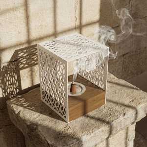 Bela Artisan Hot Selling Acacia Wood Arabic <b>Bakhoor</b> Burner Handmade <b>Oud</b> Incense Burner Home Decor All-Season - Product Image 1