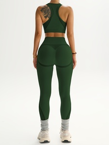 Premium two piece yoga set women fitness clothing seamless high waist workout leggings sports bra set custom logo branding - Product Image 2
