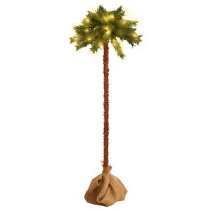 Árbol de Navidad Mediano Verde y Marrón de PVC, Acero y Tela de Lino, Árboles Artificiales - Product Image 1