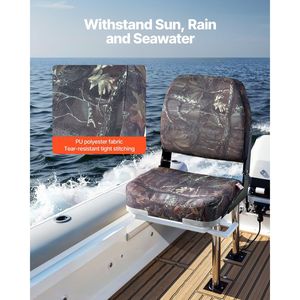 Sedile Pieghevole per Barca da Pesca con Schienale Basso, Cuscino in Spugna Ispessita, Tessuto in Poliestere PU con Robusto Telaio in PP, Conveniente - Product Image 3
