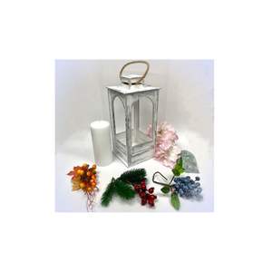 Farol de Madera Blanco Rústico, Portavelas Decorativo, Farol Colgante de Madera Envejecida para Decoración del Hogar, Bodas y Jardín - Product Image 1