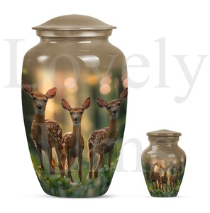 Deer embellished adult memorial cremation urn for <b>ashes</b> decorative <b>keepsake</b> remembrance tribute urn - Product Image 4