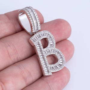 Colgante con Letra P, Chapado en Rodio, con Circonitas, Estilo Hip Hop, Unisex, para Regalo - Product Image 4