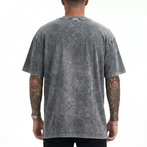 Camiseta Extra Grande para Hombre, 100% Algodón, Lisa, con Logotipo Personalizado, Lavada con Ácido, Estilo Vintage - Product Image 2