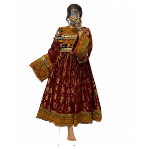 Traditional Indian Pakistani Women's Ankle Length Kurta Multi Color Embroidery Coin Work Loose Fit Cotton <b>Dress</b> Afghan <b>Dress</b> - Product Image 3