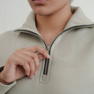Sweat-shirt léger 100 % coton décontracté, lavé, respirant, pour femme, avec demi-fermeture éclair, confortable pour une utilisation toute la journée, idéal pour la saison hivernale. - Product Image 5