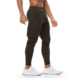 Men's Black Cargo Sweatpants Elastic Waist Drawstring Multiple Pockets Joggers Breathable Midweight <b>Spandex</b> Polyester <b>Pants</b> - Product Image 1