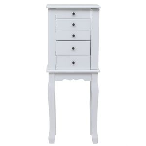 Armadio Portagioie con 5 Cassetti e 8 Ganci, Mobile Verticale con Spazio di Archiviazione Superiore su 2 Lati - Product Image 2