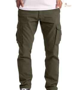 Nouveaux produits phares : Pantalon cargo pour homme, taille haute, léger, 100% coton, coupe droite, grandes tailles - Product Image 2