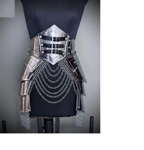 Conjunto de Armadura Antigua Moderna Brave Lady, Corsé Medieval de Latón Plateado con Vidrio, Falda de Malla Metálica Pintada en Relieve, Cosplay para SCA - Product Image 3