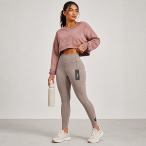 F2WIN Women's Mid Waist <b>Yoga</b> Leggings Full Length Seamless <b>Pockets</b> Eco-Friendly Quick Dry Sweat-Wicking Sport <b>Pants</b> Gray Cheap - Product Image 5