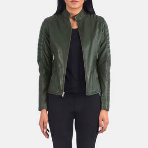 Veste d'hiver réversible imperméable en cuir véritable pour femme, style motard, coupe ajustée, avec fermeture éclair, idéale pour la conduite en extérieur et les voyages - Product Image 1