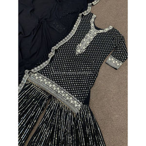 Fabzonefabindia Presenting New Party Were Beautiful Fancy Bordado pesado y lentejuelas de 5mm Work Top-Sharara con Dupatta - Product Image 4