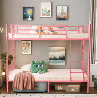 Lit superposé moderne en métal rose vibrant pour enfants, sûr et durable, gain de place pour appartement, chambre, villa