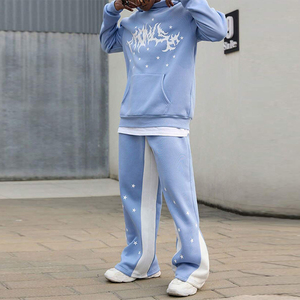 Conjunto Deportivo Personalizado de Felpa Francesa, Sudadera con Capucha y Pantalones Deportivos de Pierna Recta con Logotipo Personalizado DTG, Algodón Grueso - Product Image 4