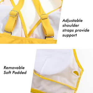 Conjunto de bikini floral estampado, top amarillo con cuello cruzado, parte inferior de cintura alta, traje de baño de dos piezas, ropa de playa, moda de verano - Product Image 4