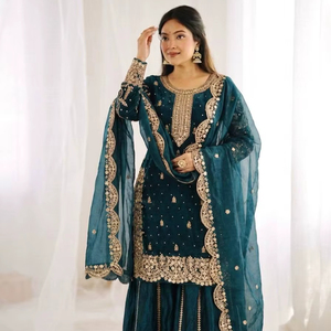 ชุดสูทผ้าไหมปาลาซโซ่ลายปักหนักสไตล์ชาติพันธุ์ - Product Image 1