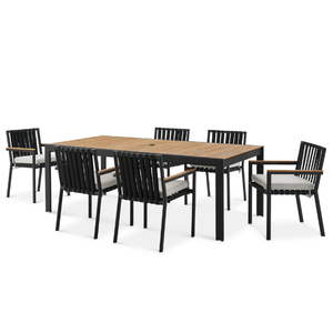 Black Outdoor <b>Dining</b> <b>Chair</b> <b>with</b> Teak Wooden Frame Material for Home Furniture Decoration and Garden Set - Product Image 2