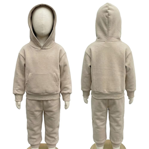 Wholesale Customize Simple Kids Tracksuits Sets Breathable Winter Plus Size Two Piece Hooded Solid High Quality - Product Image 6