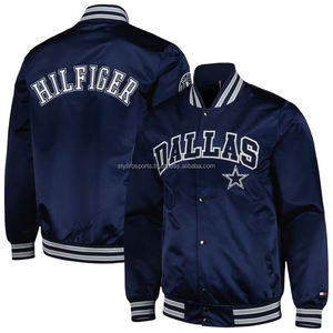 High Quality Winter College Varsity Satin <b>Baseball</b> <b>Bomber</b> <b>Jacket</b> with Stand Collar Front Logo Embroidery Custom Design for Men - Product Image 3