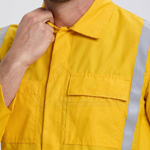 <b>Men's</b> Yellow Hi Visibility Breathable Quick Dry Reflective Safety <b>Overalls</b> Polyester Material Industrial Uniform - Product Image 2