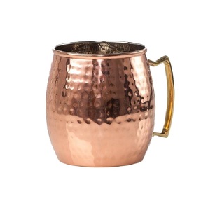 Copper Mug Hammered Metal <b>Straight</b> Cup With Handle Vintage Design Home Use Insulating Cold Drinks The Copper Plated Mug - Product Image 2