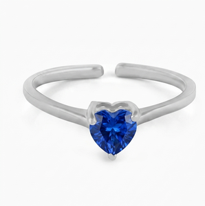 Blue Heart Shape <b>Open</b> <b>Ring</b> Prong Set Fine Jewelry for Wedding Party Gift - Product Image 3