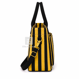Custom NCBW Coalition Tote <b>bag</b> Black and gold Embroidered Logo Striped Daily Use <b>Large</b> Capacity <b>Canvas</b> Tote <b>bag</b> - Product Image 4