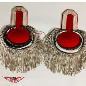 Epaulettes de Hilo Metálico Dorado Hechos a Mano, con Flecos Rojos y Plateados, Insignia de Hombro Ceremonial, Accesorios Vintage Personalizables - Product Image 1