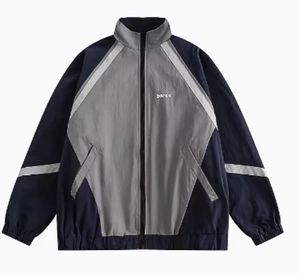 Veste de survêtement unisexe à blocs de couleur, fermeture éclair intégrale, col montant, en polyester léger, style sportif, pour adulte, idéale pour l'automne, avec poches latérales - Product Image 1